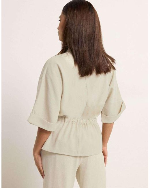 PixieGirl Natural Petite Funnel Neck Shacket