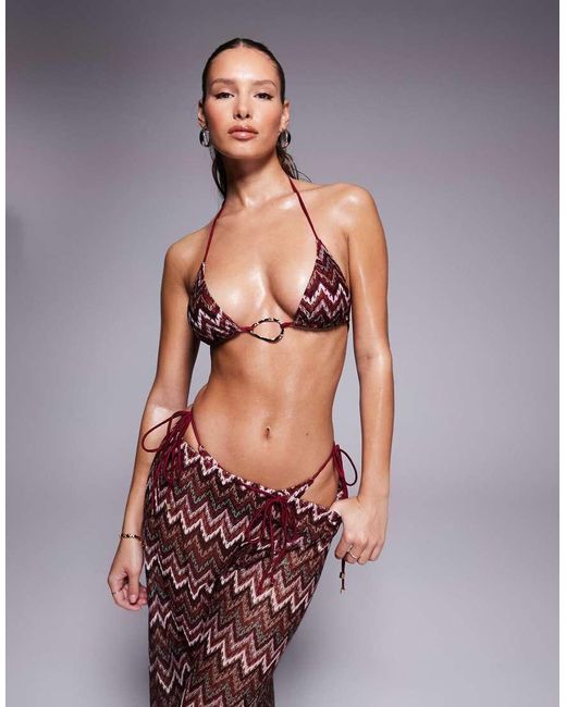 South Beach Multicolor Ring Front Chevron Triangle Bikini Top