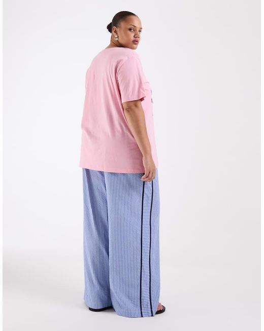 ASOS Blue Asos Design Curve Crinkle Tipped Pull On Pants With Waist Tie