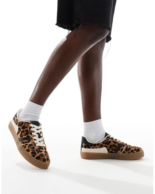 Stradivarius Black Leopard Print Trainer