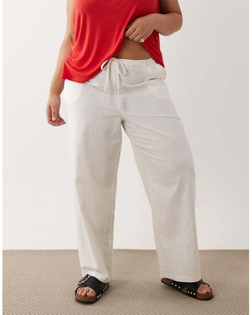ASOS Red Asos Design Curve Linen Look Pull On Trousers