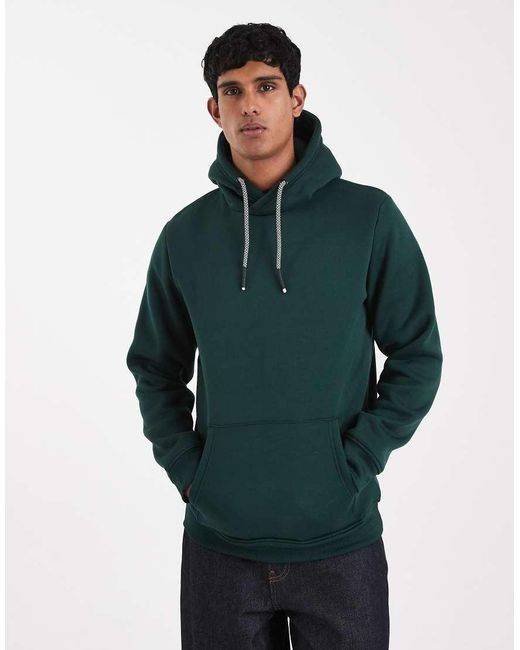 Brave Soul Green Hoodie With Contrast Drawcords for men