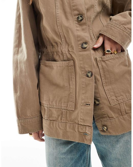 ASOS Natural Denim Jacket With Belt