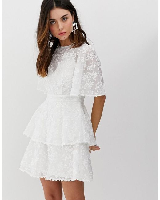Keepsake White Wild Love Ruffle Mini Dress