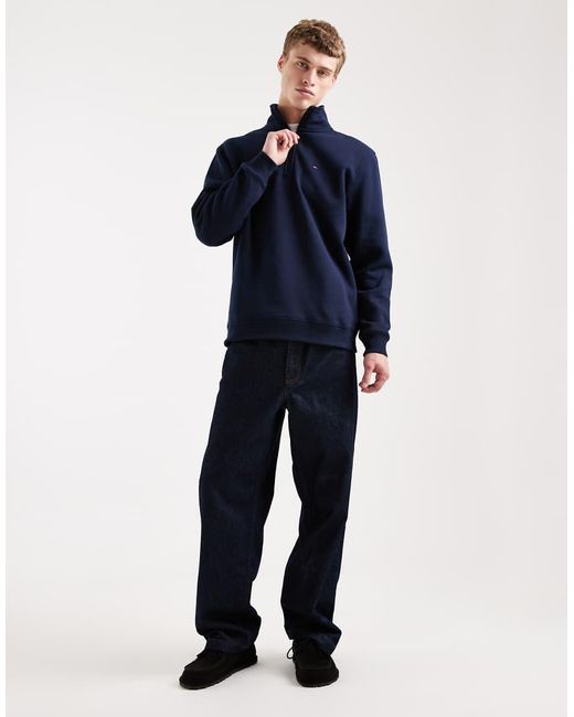 Tommy Hilfiger Blue Badge 1/4 Zip Fleece Sweatshirt for men