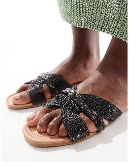 New Look Green – sandalen mit riemchen aus gewebtem bast