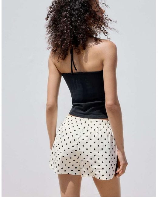 Stradivarius Black Technical Polka Dot Shorts