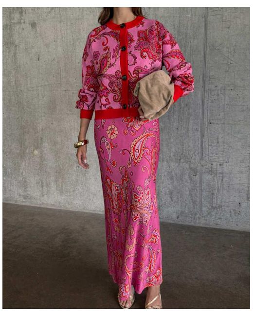 Never Fully Dressed Red Dorris Satin Maxi Skirt
