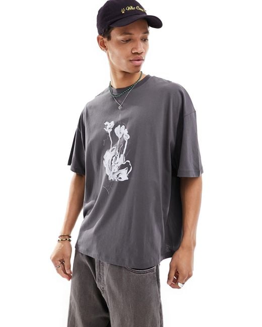 Collusion Gray Oversized T-shirt for men