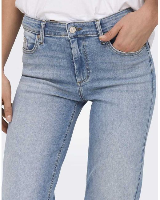 ONLY Blue Blush Mid Waist Straight Jeans Denim