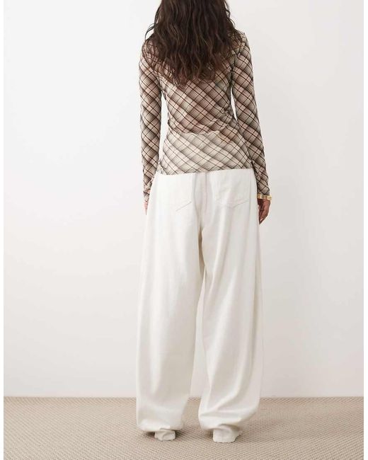 SNDY'S White Cotton Lightweight Slouch Balloon Leg Jeans