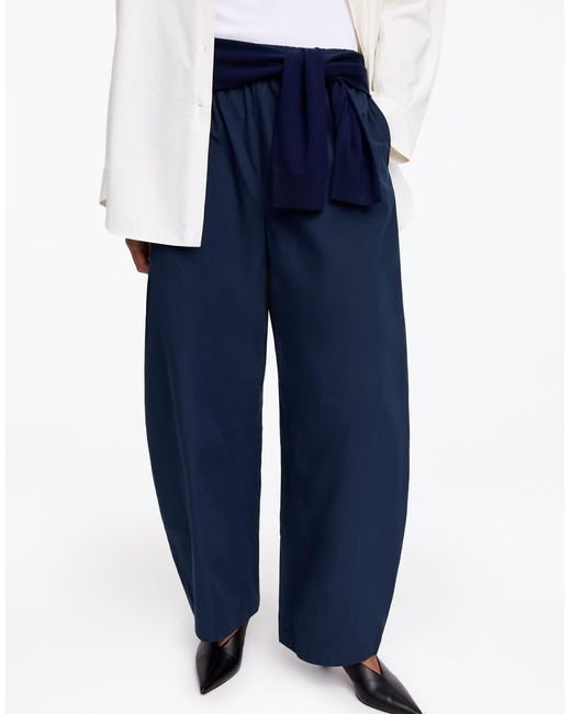 ARKET Blue Drawstring Cotton Poplin Trousers