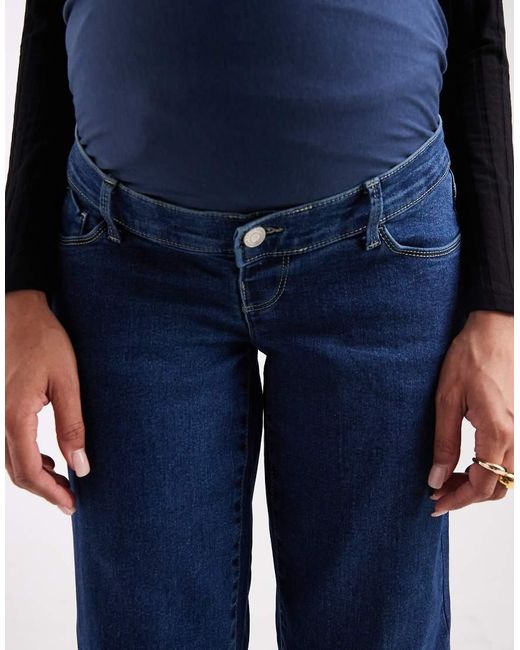 Vero Moda Blue Straight Leg Jeans With Overbump Band