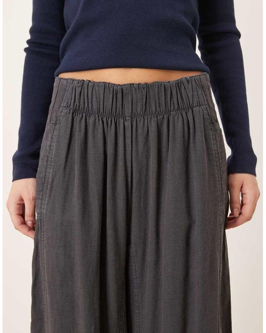 Free People Blue Days End Linen Pull On Trouser