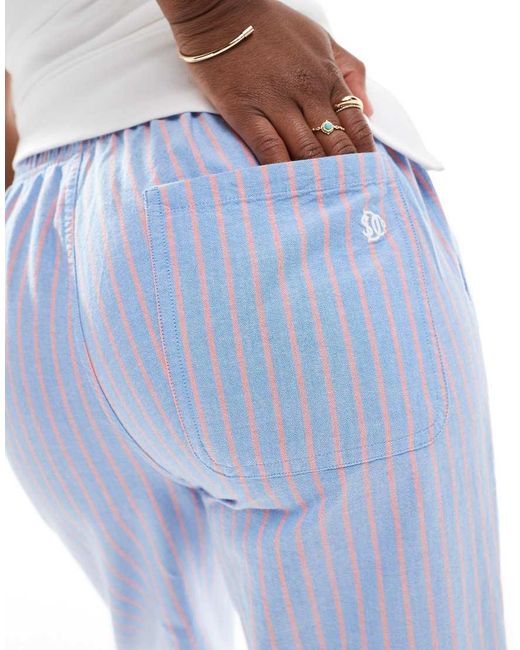 Superdry Blue Cotton Stripe Elasticated Trousers