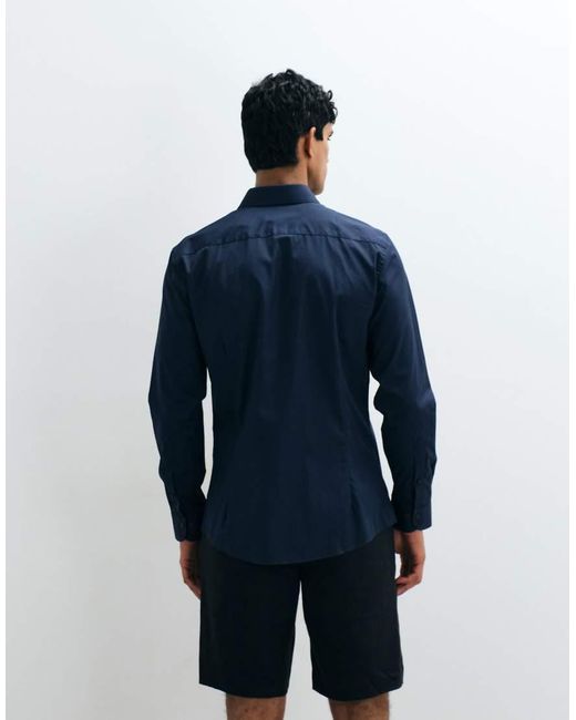 Camicia Elegante di Mango in Blue da Uomo