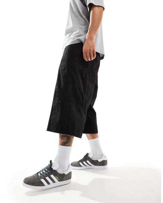 Weekday White Leroy Long Loose Fit Cargo Shorts for men