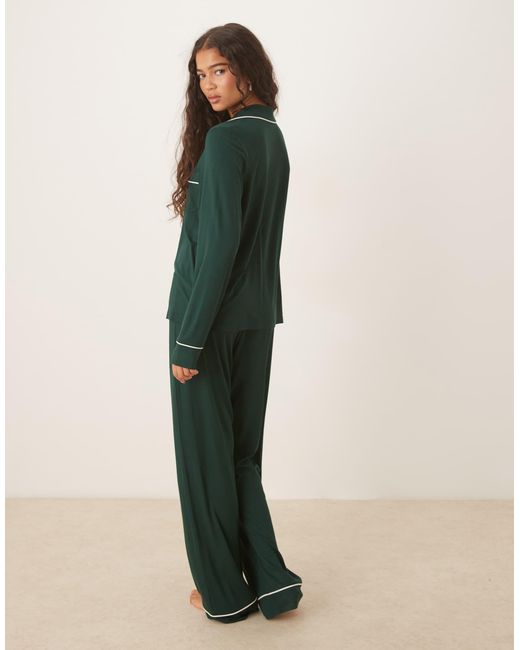 Pyjama ultra doux avec pantalon et chemise à manches longues - foncé ASOS en coloris Green