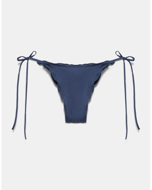 Pull&Bear Blue Ruffled Bikini Bottoms