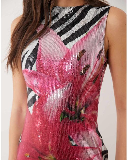 Kaiia Pink Exclusive Sequin Bandeau Mini Dress