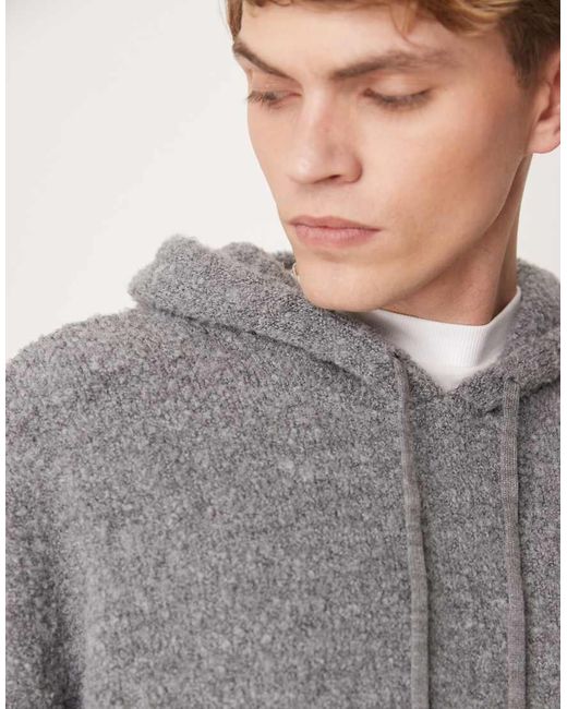 Sudadera De Corte Cuadrado Extragrande Con Capucha De Punto Texturizado De -Neutro ASOS de hombre de color Gray