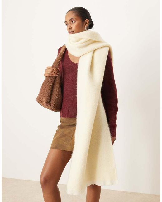 ASOS Brown Premium Woven Wide Wool Mix Scarf