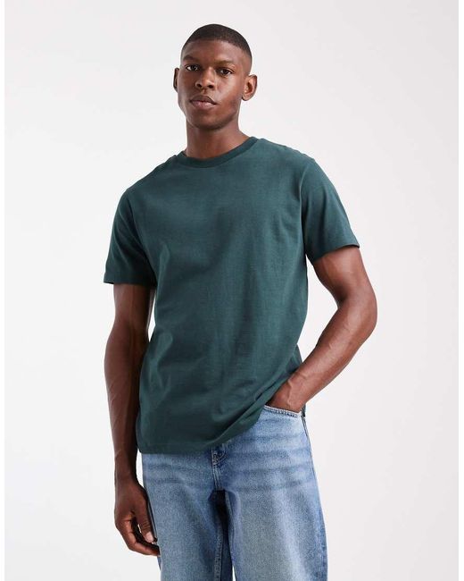 T-Shirt Basic Regular Fit Scuro di ASOS in Blue da Uomo