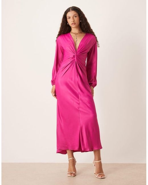 Nobody's Child Pink Adina Knot Front Midaxi Dress