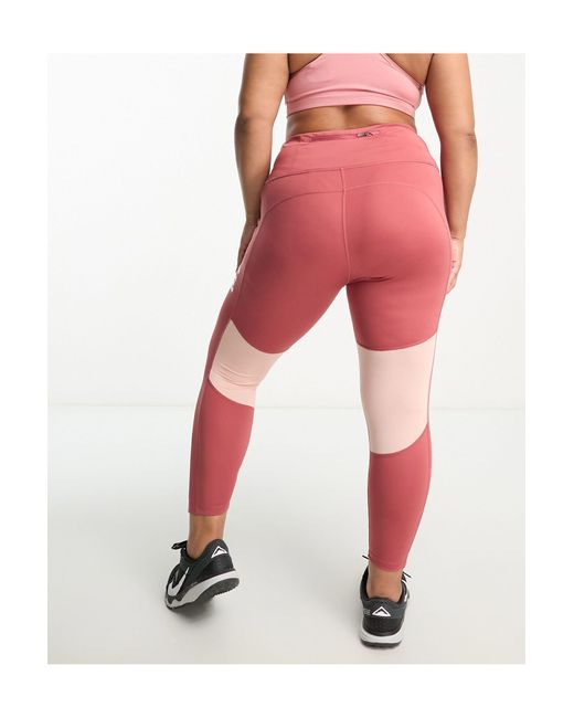 Plus - run fast - legging 7/8 en tissu dri-fit à logo classique et virgule et taille mi-haute Nike en coloris Red