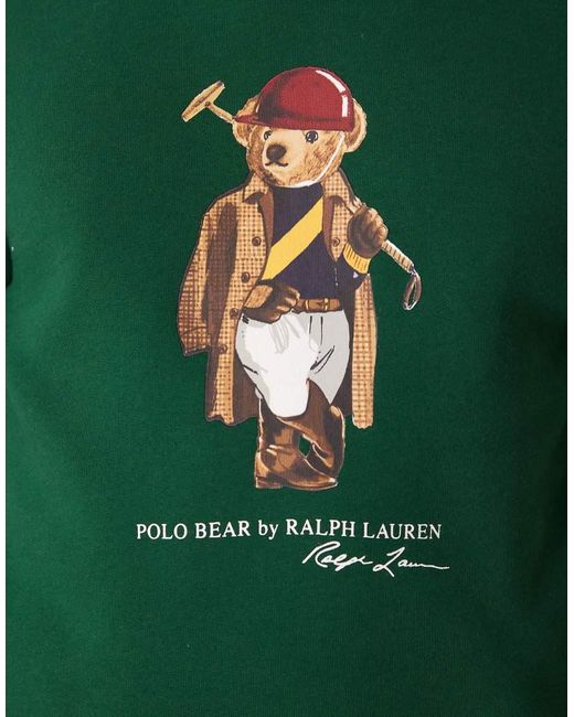Polo Ralph Lauren Green Society Bear Print Hoodie for men
