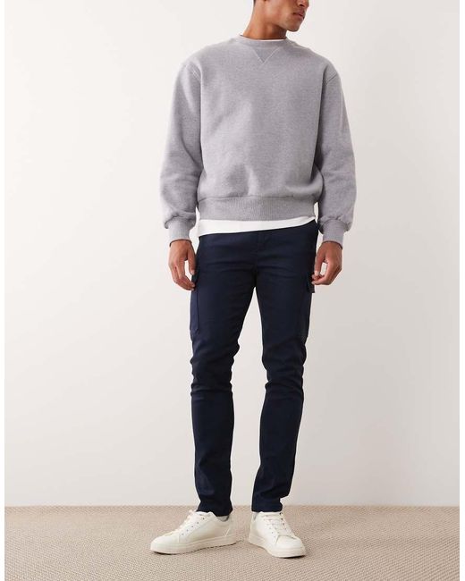 ASOS Blue Skinny Cargo Trousers for men