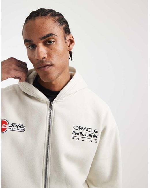 Hollister White Red Bull Zip Through Hoodie for men
