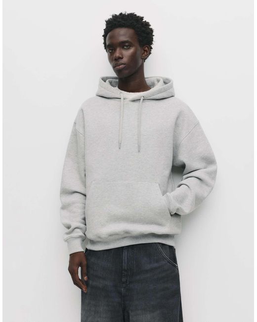 Pull&Bear – basic-kapuzenpullover in Gray für Herren