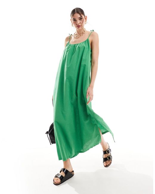 JJXX Green Linen Blend Maxi Dress