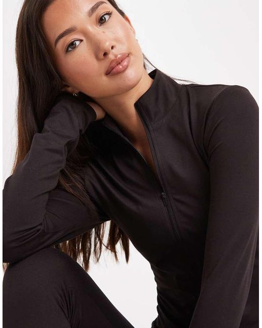 Miss Selfridge Blue Sculpted Zip Through Top