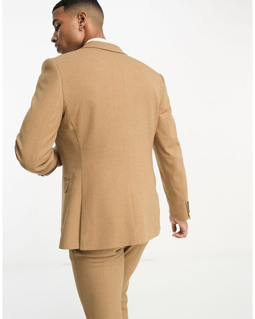 Giacca skinny da abito micro testurizzato color cammello da Uomo di ASOS in  Neutro | Lyst