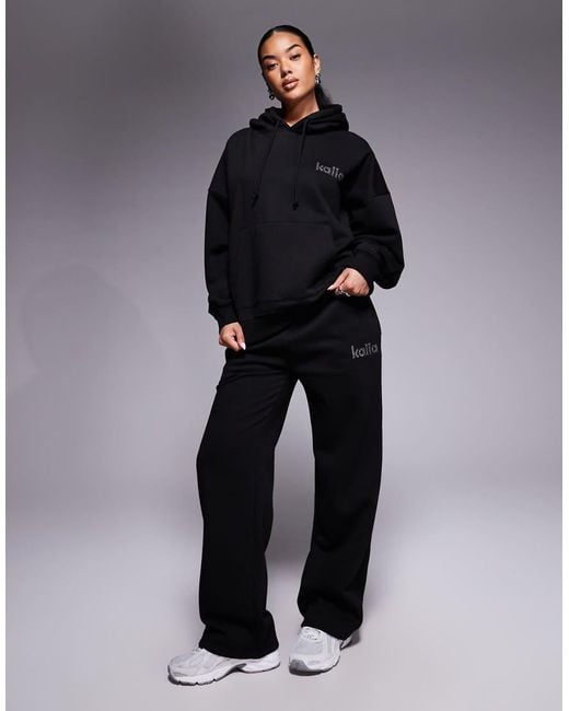 Kaiia Gray Exclusive Cotton Rich Diamante Logo Oversized Hoodie Co-ord