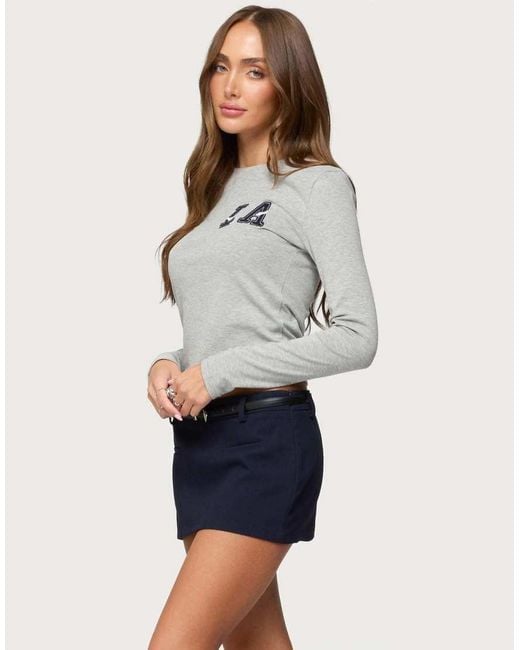 Edikted Blue La Girl Long Sleeve T Shirt