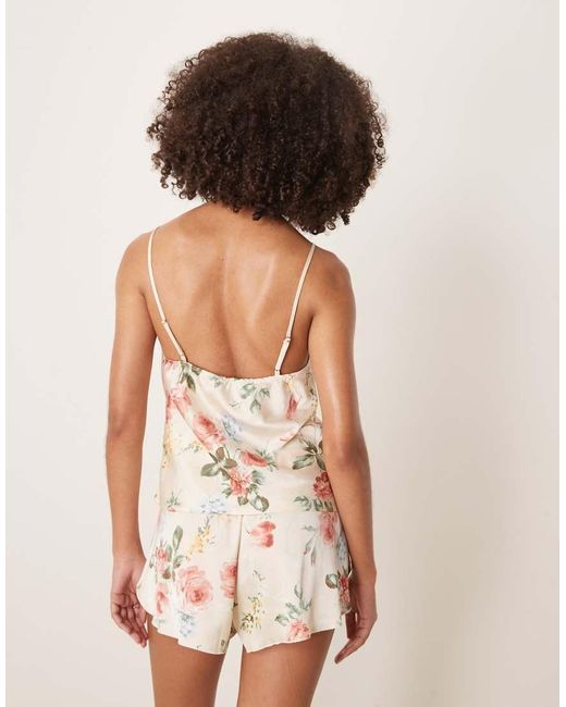 Abercrombie & Fitch Gestrikte Pyjama Cami Top Met Touwtjes in het Natural