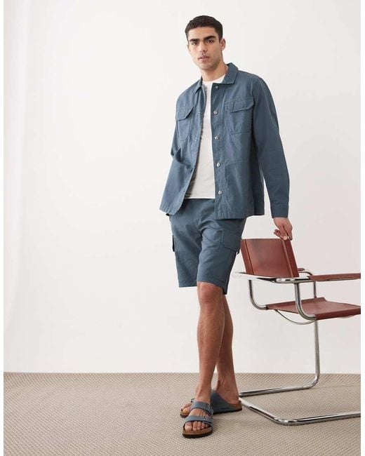 Barbour Blue Draftmen Relaxed Cargo Shorts for men