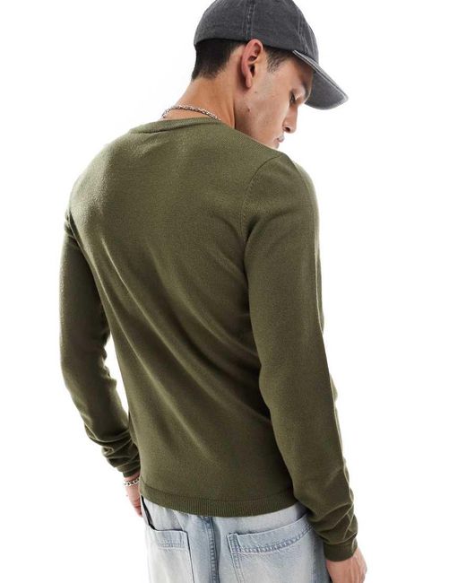 Collusion Green Soft Knitted Crew Neck Jumper for men