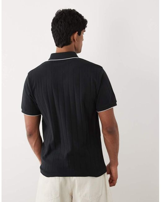 ASOS Black Regular Fit Polo With Zip for men