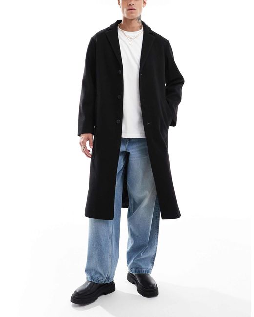 ASOS – regulär geschnittener mantel in Black für Herren