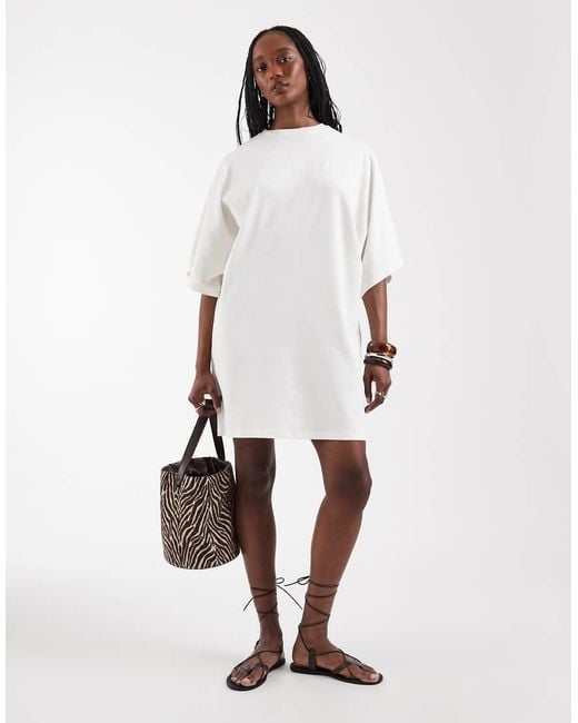 ASOS White Asos Design Tall Batwing T-shirt Mini Dress