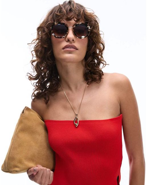 Jimmy Fairly Red The Angie Large Round Sunglasses