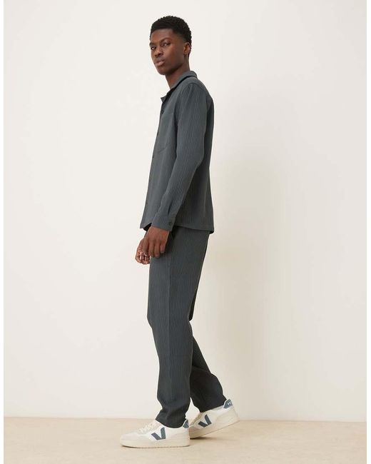 ASOS Gray Co-ord Plisse Tapered Trousers for men