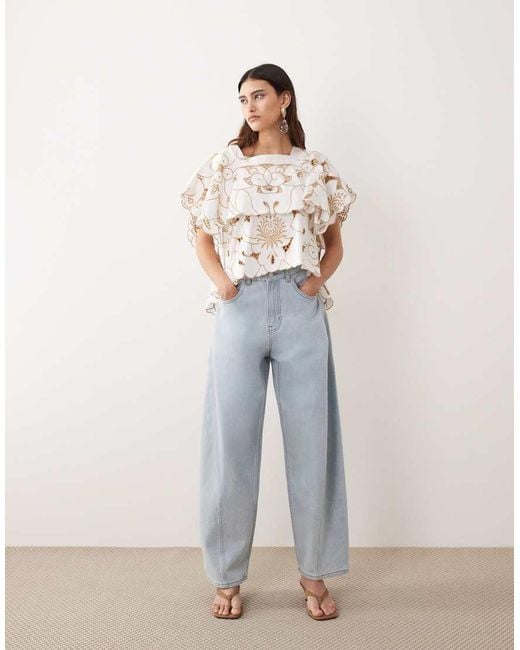 ARRANGE Natural Embroidered Cut Out Top Co Ord