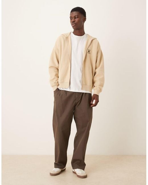 Felpa Con Cappuccio Con Logo Sul Petto E Zip di Abercrombie & Fitch in Natural da Uomo