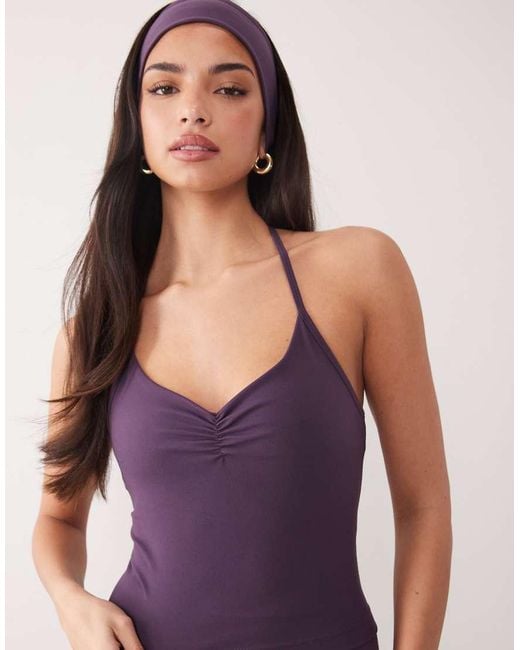 4505 Purple Ruched Front Yoga Cami