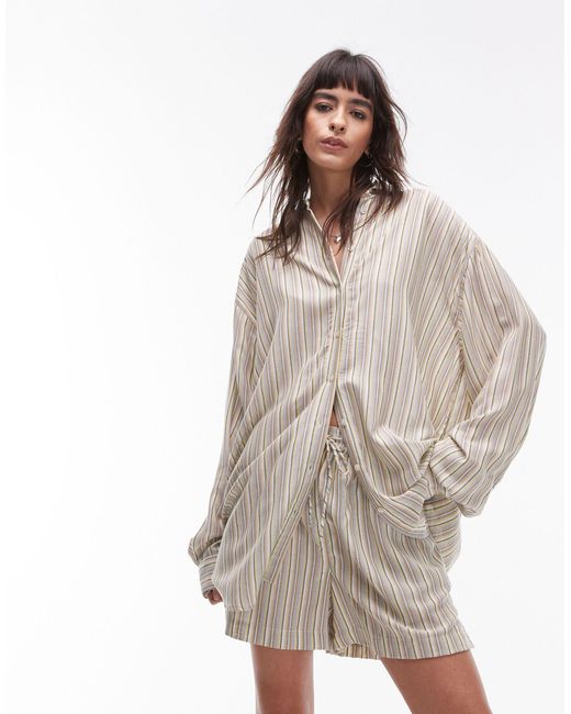 TOPSHOP Natural Co-ord Relaxed Slubby Shirt